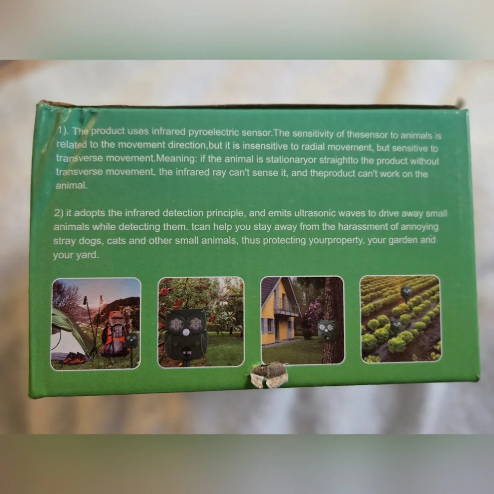 Solar Powered Ultrasonic Animal Repeller - Green